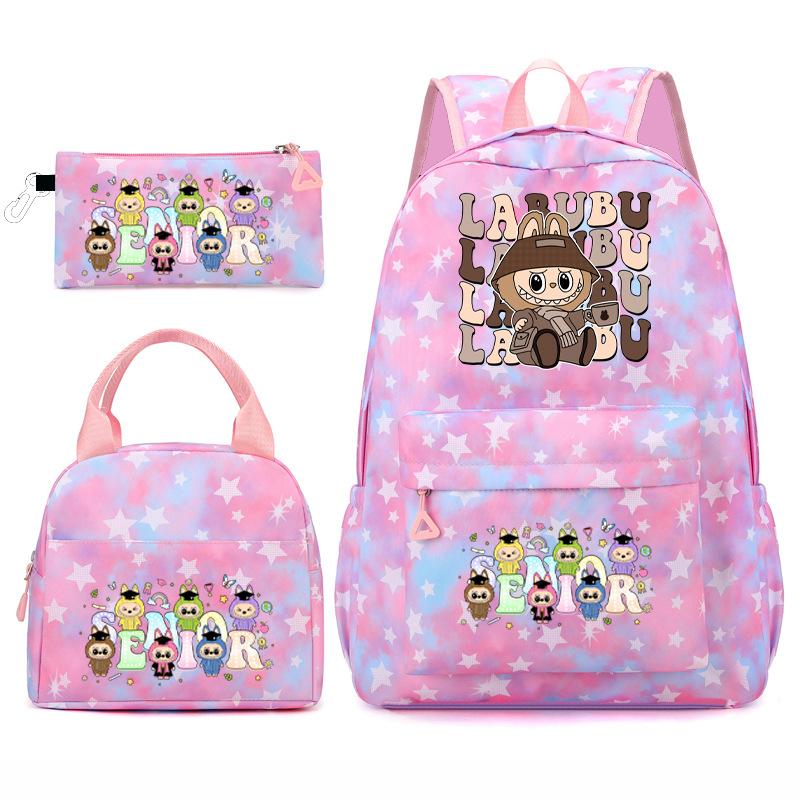 School Bag New Primary School Students Junior High School Students Fashion Three-piece Backpack