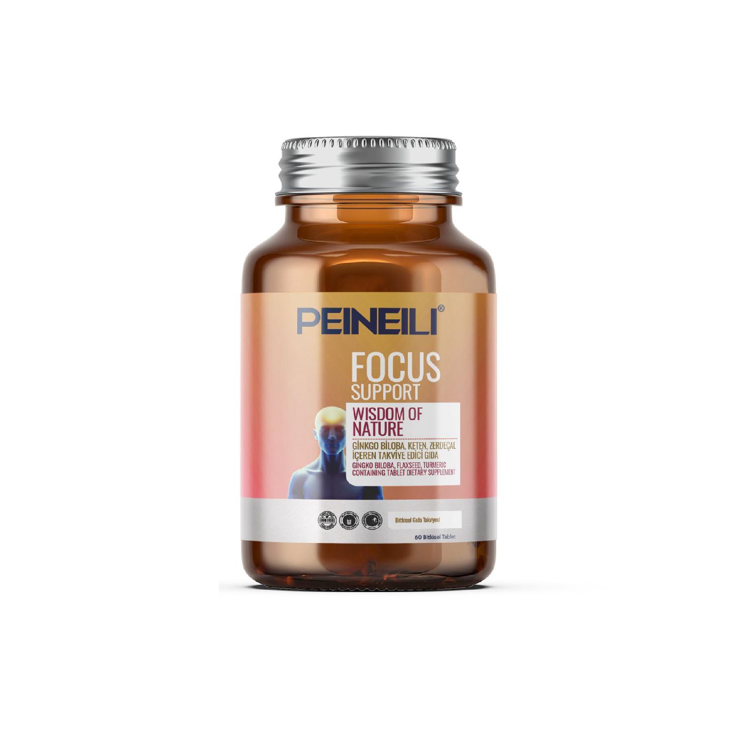 

Focus Support Ginko Biloba Linen Turmeric Food Supplement 60 Herbal Tablet