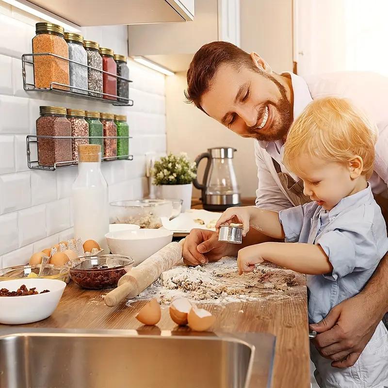 2pcs Wall Mount Spice Organizer, Metal Hanging Racks, Single Layer, Seasoning Shelf, Kitchen Shelf, Organizer Rack For Cupboard