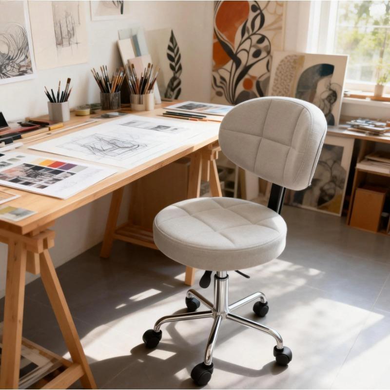 Premium Rotating Desk Chair with Memory Foam - Adjustable Backrest & Height, Sturdy Metal Base & Casters for Home & Office Use