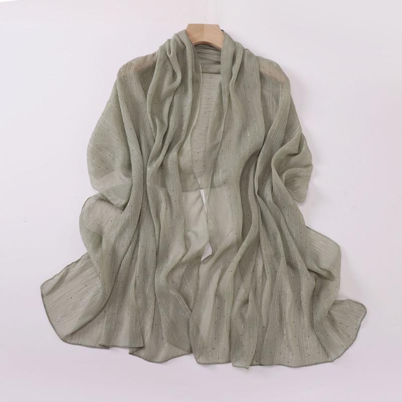 Fashion Crinkled Shimmering Star Rhinestone Long Scarf For Women