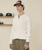 TAKEASY Ribbed Crop Henley Neck (White)