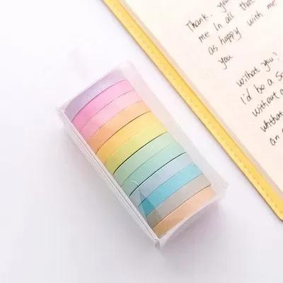 

12pcs/lot 7.5x3m Rainbow Decorative Tape Masking Washi Tape Decorating Diary School Office Supplies Stationery multi color
