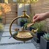 Faucet Design Metal Bird Bath Handcrafted Iron Bird Feeding Bowl Hanging Bird Feeder  Backyard Use