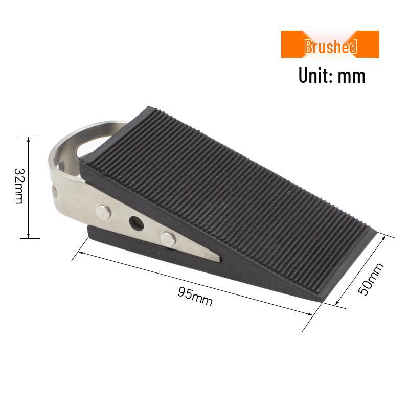 Non-slip Rubber Wood and Stainless Steel Door Stopper for Glass and Thick Doors