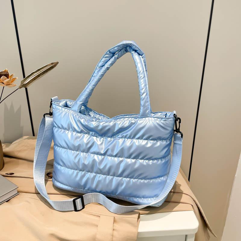 Autumn and Winter Casual Lazy Style Foreign Style Portable Wide Shoulder Strap Messenger Bag Women's Space Cotton Embroidery Thread Large Capacity