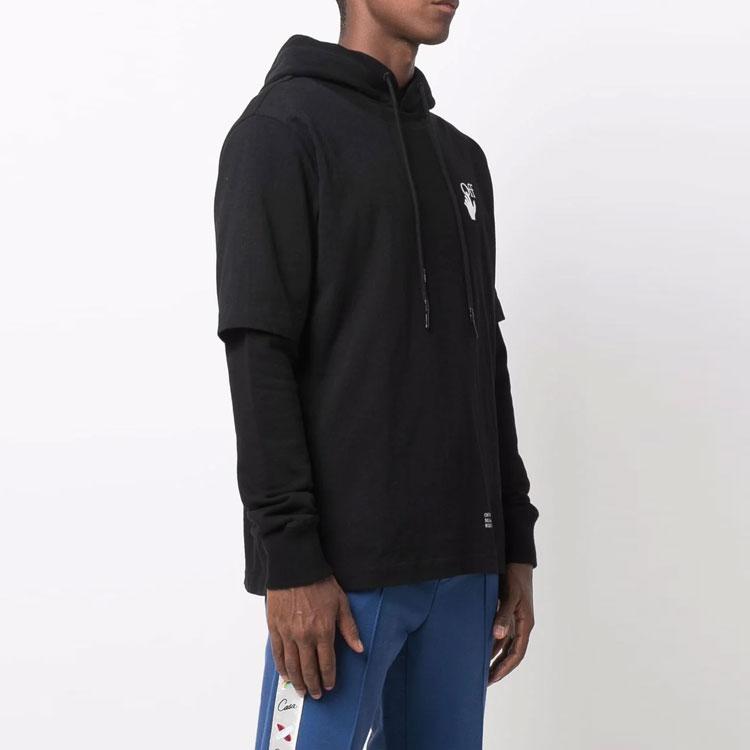 Off-White Caravaggio Arrow DBL Sleeve Hoodie Black Men Tops OMBB087F21FLE0051001