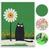 Diamond Painting Kit. Full Diamond Round Mosaic Black Cat Daisy Handmade. Home Decoration Gift
