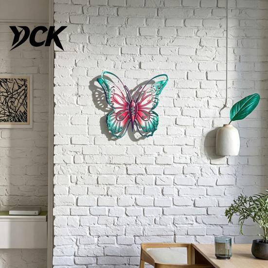 Outdoor Garden Hanging Decor Metal Butterfly Wall Decorations, Art Sculpture, Indoor Living Room Accents Weatherproof for Patio Fence Home Yard