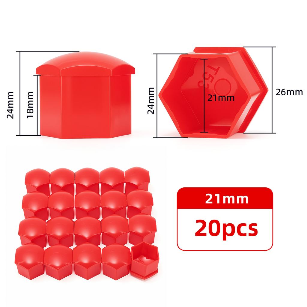 17mm/19mm/21mm Car Wheel Nut Caps 20Pcs Auto Hub Screw Cover BLACK BLUE RED Plastic Anti Dust Tyre Nut Bolt Exterior Decoration