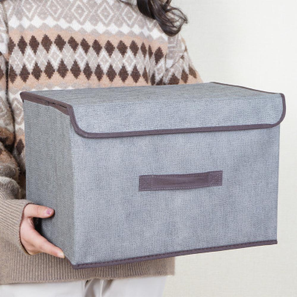Imitated Hemp Non-woven Fabric Folding Sundry Storage Box Portable Dustproof Storage Box Clothing Sorting Box.