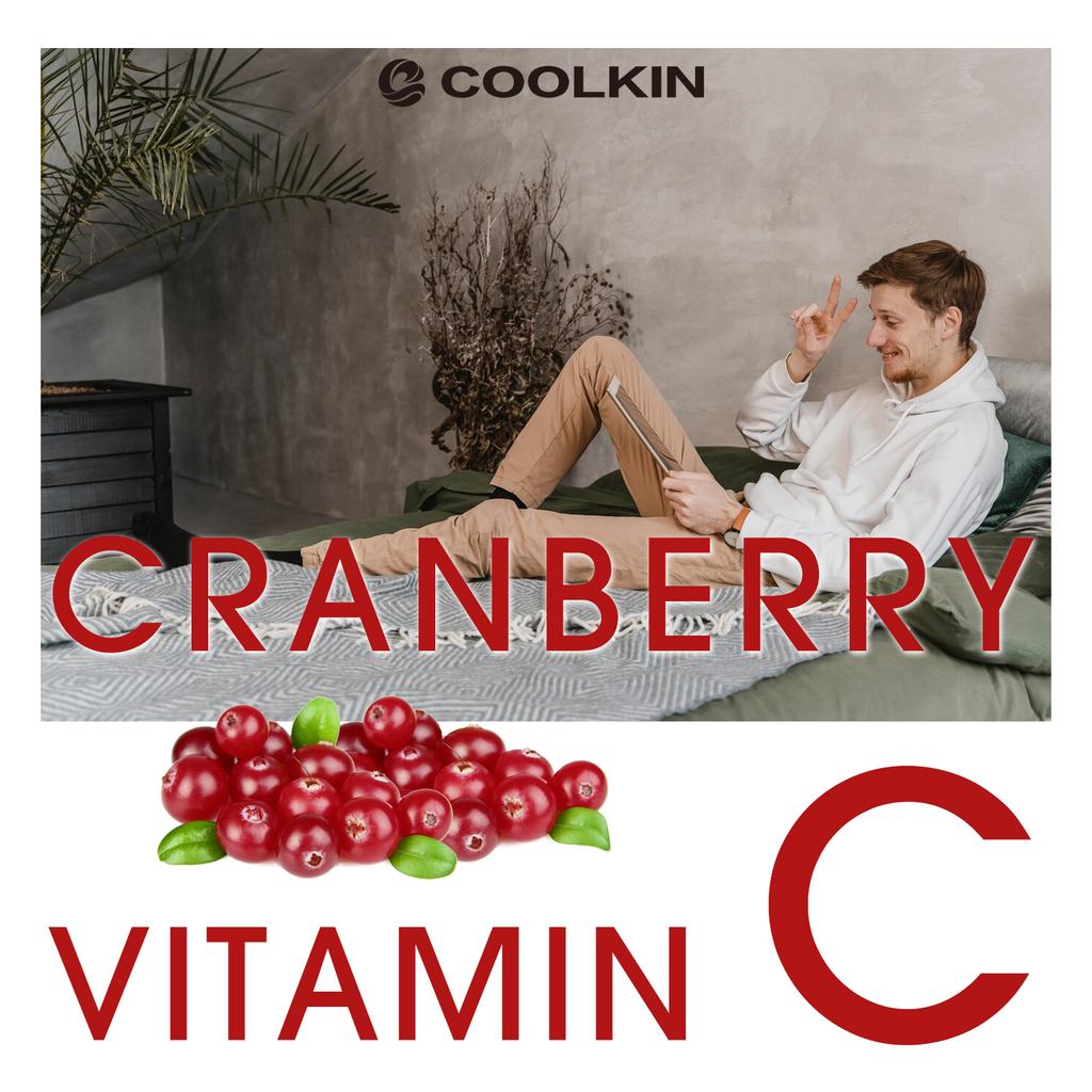 COOLKIN contains cranberry and vitamin C softgels, supports healthy metabolism, provides powerful antioxidants, and is easily absorbed.