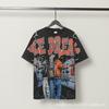 2025 Amerikanische trendige Marke Vall gewaschen alt bedrucktes kurzärmeliges Hip-Hop lockeres Streetwear-T-Shirt für Männer und Frauen