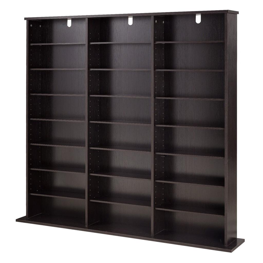 Media Storage Cabinet, 8-Tier DVD Shelf Organizer, 142 X 22 X 130 Cm Multimedia Storage Organizer for CDs, DVDs, Books & Games, CD Shelf for Living