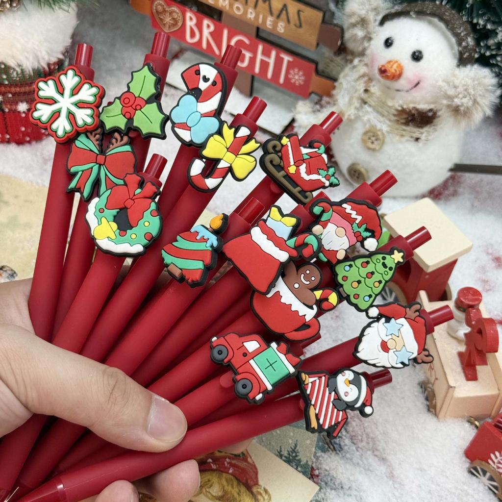 12Pcs Christmas Bulk Gift Neutral Pen for Christmas Xmas Party Favors Goodie Bags Stuffer Gifts Office Supplies Holiday Gift Novelty Stationery Teache