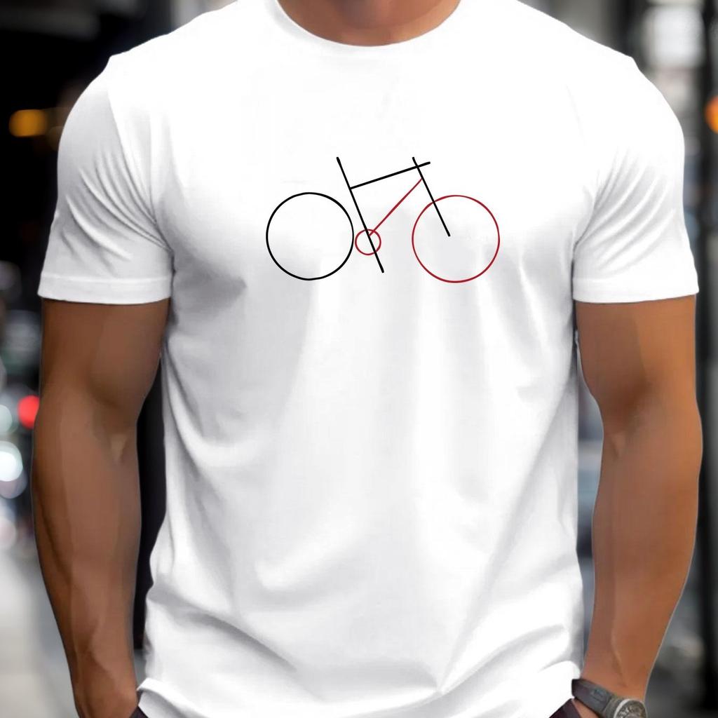 2026 Unisexs Summer Leisure Bicycle Pattern Printed Round Neck Short Sleeved Casual Breathable Soft Riding Holiday Tshirt