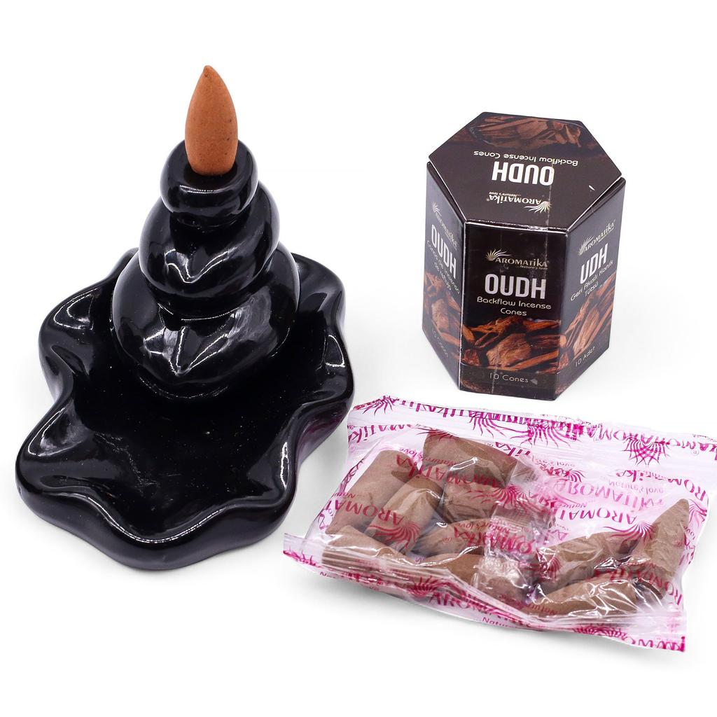 6x Oudh Masala Backflow Incense Cones Pack of 10