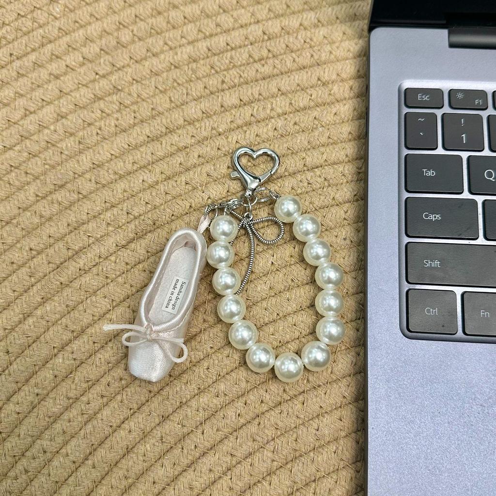 Mini Ballet Shoes Pearl Keychain & Bag Pendant