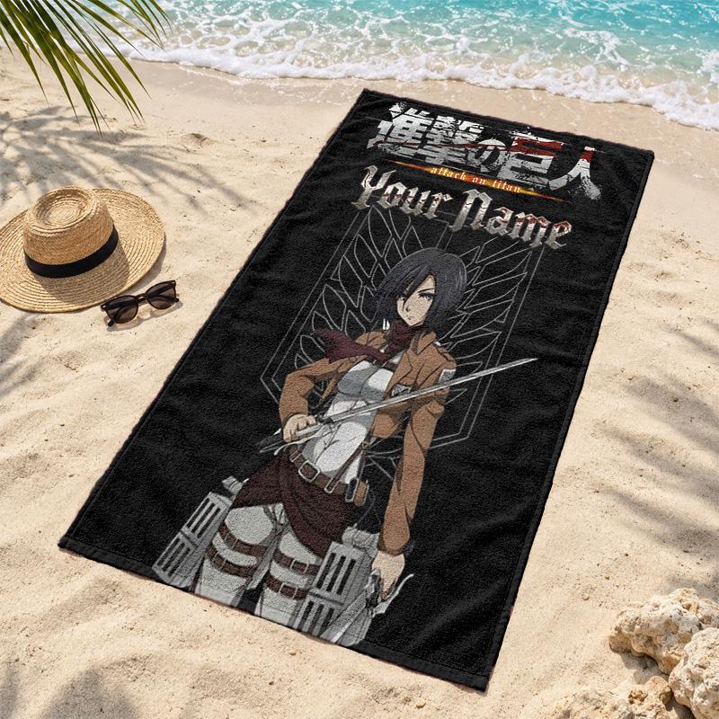 Attack on Titan Custom Name Beach towels also serve as bath towels summer essential a musthave for the outdoors the beach and the pool