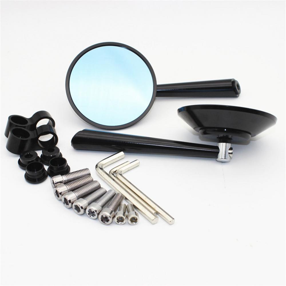 2X 81.5Mm Motorcycle Rear View Mirror Side Mirror Anti-Glare Blue Cnc Aluminum
