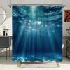 Ocean World Shower Curtain - Super Real Photography, Casual Simple Design, Polyester, Home Bathroom Decor, With Hooks