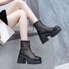 Hollow Martin boots women's new summer thin breathable mesh boots cm thick heel small height-increasing women's cool boots