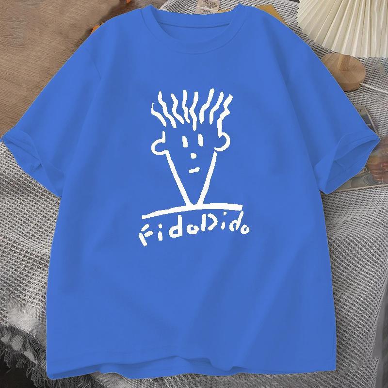 Man Black Tshirts Summer T-shirt Fido Dido Face T-Shirt Boys White T Shirts Sweat Shirt Men's Clothing Loose Casual Streetwear