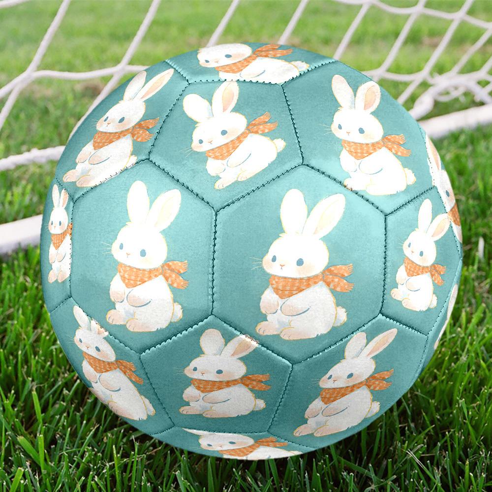 1pc Winter Bunny Scarf Theme Soccer Ball Football, Size 5, Lightweight PVC, Outdoor Training Soccer Ball,Gift c6511