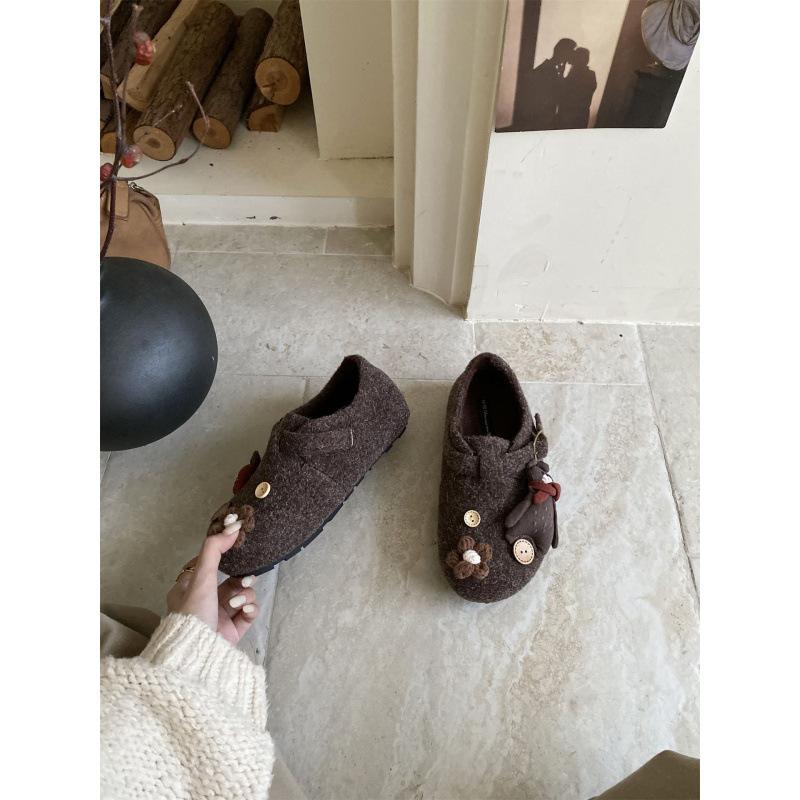 

Inner height increase~ French retro shoes women s shoes 2025 new autumn and winter warm velvet cotton shoes 40 темно-коричневого