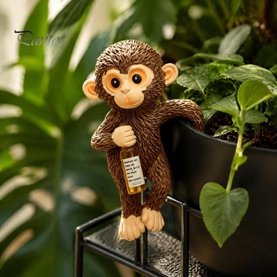 Cute Monkey Figurine Planter Hanging Statue, Resin Plant Pot Hugger, Birthday Present for Mom Miniature Flower Edge Decoration Decor Balcony