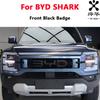 For BYD Shark 6 Accessories Black Car Label Sticker Car Front Logo Frame Head Bumper Decor 3D Sticker Cover