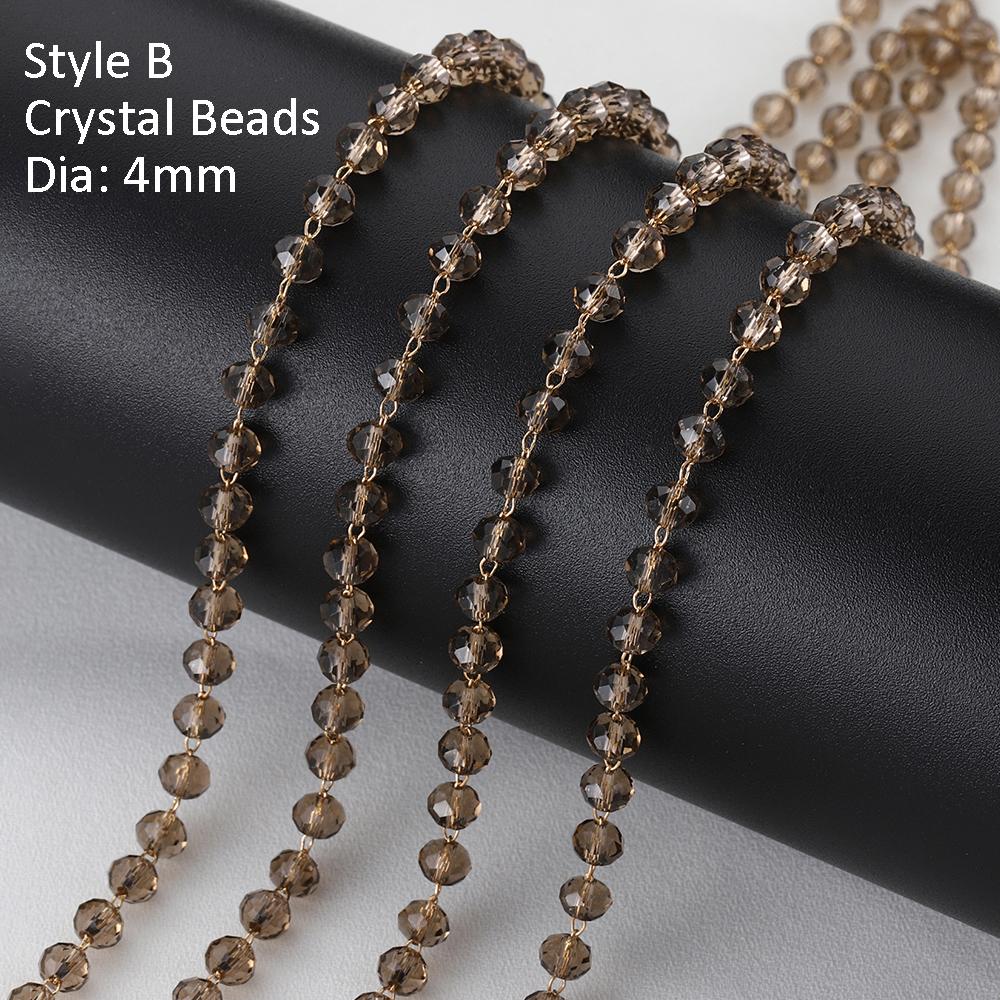 1Meter Colorful Glass Ball Beaded Chain Crystal Beads Necklace Body Chain Accessories for Jewelry Making Components DIY Supplies