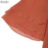 ZANZEA Women Casual Round Neck Solid Color See-Through 3/4 Sleeve Loose Cover Up Blouse