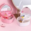 Jewelry Organizer Heart Shape Makeup Box with Mirror Cosmetic Storage Container for Earrings Rings Necklaces Display