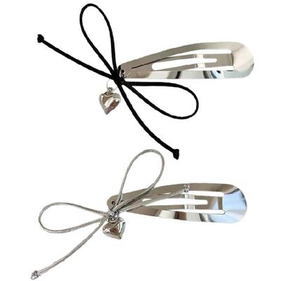 Pince à Cheveux à Pression Métallique Accessoire Barrette pour Femmes Décoration Épingle à Cheveux Nœud Papillon Cœur
