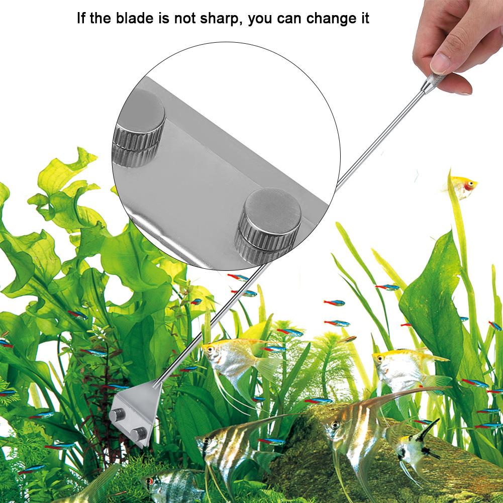 Škrabka z nerezové oceli odolná proti rzi Nástroj na čištění akvária s rybami a rostlinami(45cm, Široký)
