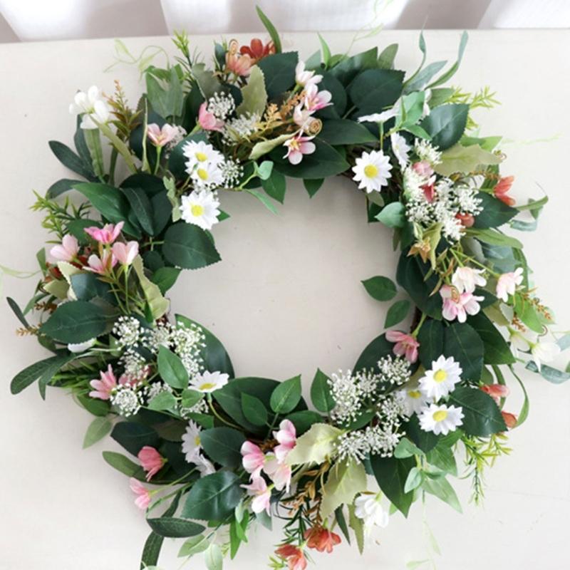 Artificial Flower Wreath Spring Wreath Decoration for Front Door Farmhouses Garden for Wedding Party Home Decoration