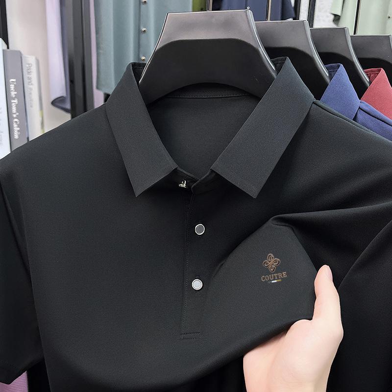 Summer Lapel Collar Short Sleeve T-Shirt Men's Loose Fit Casual Polo Top