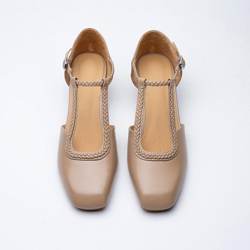 

Fashion Fashion Women Genuine Leather Thick Heels Pumps Slingbacks 2025 Summer Shoes Square Toe Leather Party Wedding Shoes Woman Pumps 34 хаки