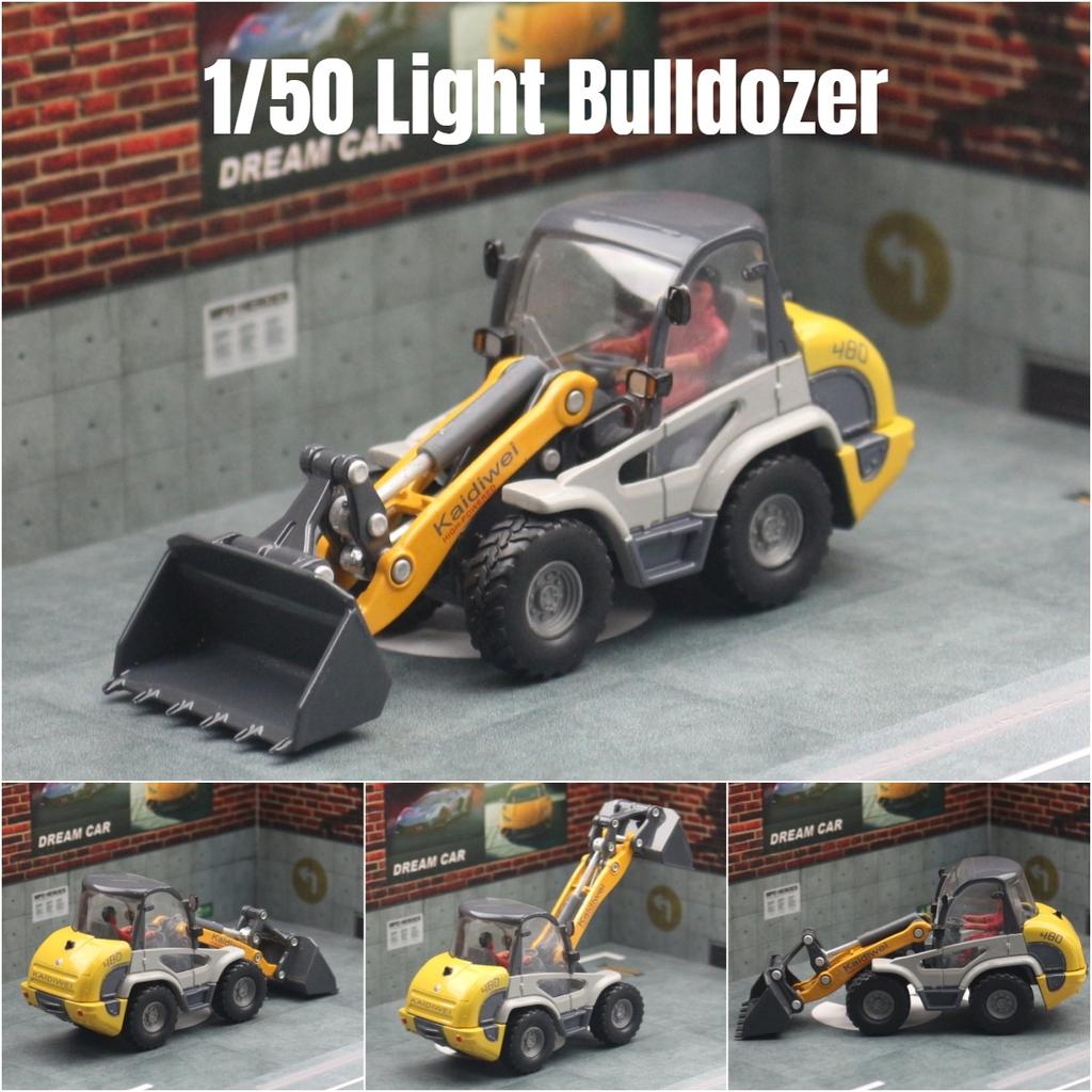 1/50 Light Bulldozer Truck Toy Car Model Diecast Engineering Vehicle Miniature Four Wheels Collection Gift for Children Boys Kid