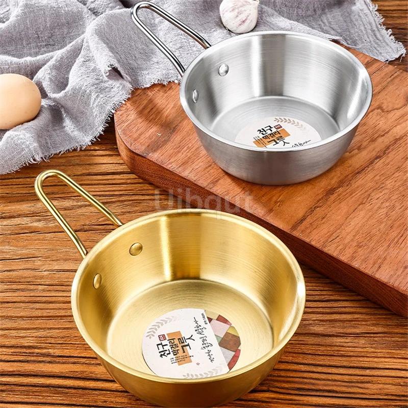 Rice Golden Bowls with Handle Wine Bowl Cooking Basin Seasoning Bowl Noodle Bowl Korean 304 Stainless Steel Rice Wine Bowls