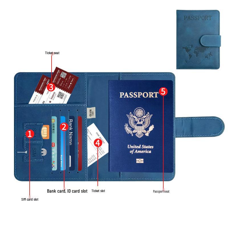 Customizable PU Leather Anti-Magnetic Passport Holder with Magnetic Buckle and Enterprise Logo