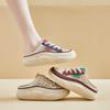 New Summer Half-support White Shoes for Women's Mesh Breathable Student Board Shoes Casual Thick Sole Height