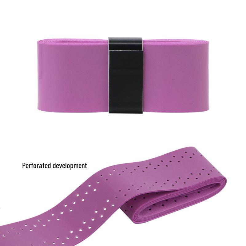 Elastic Perforated PU Leather Overgrip for Badminton, Tennis & Table Tennis Rackets, Fishing Rods with Ribbed Sweatband