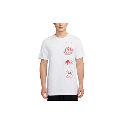 Round Neck Pattern Printed Logo Breathable T-Shirt Men Tops White FN6028-100
