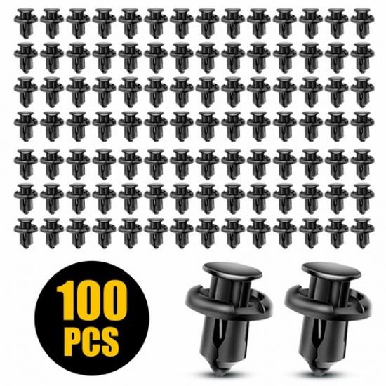 100Pc Car Bumper Clips 10mm Hood Fender Retainer Fasteners Push Rivets for Honda