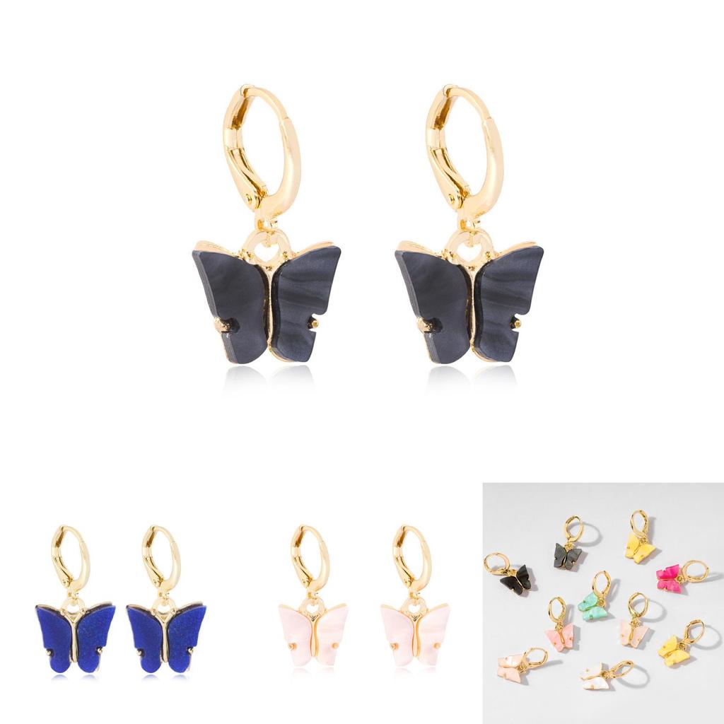 Fashionable Butterfly Earrings European American Style Colorful Trendy Accessory