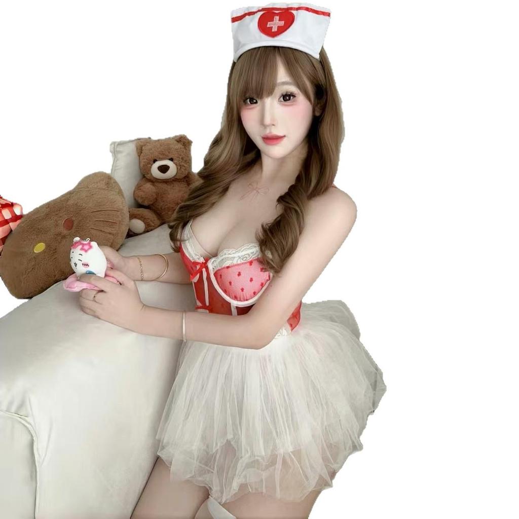 Halloween Sexy Nurse Cosplay Costume: Pure Desire Tight-Fitting Uniform Set for Hot Girl Role-Playing