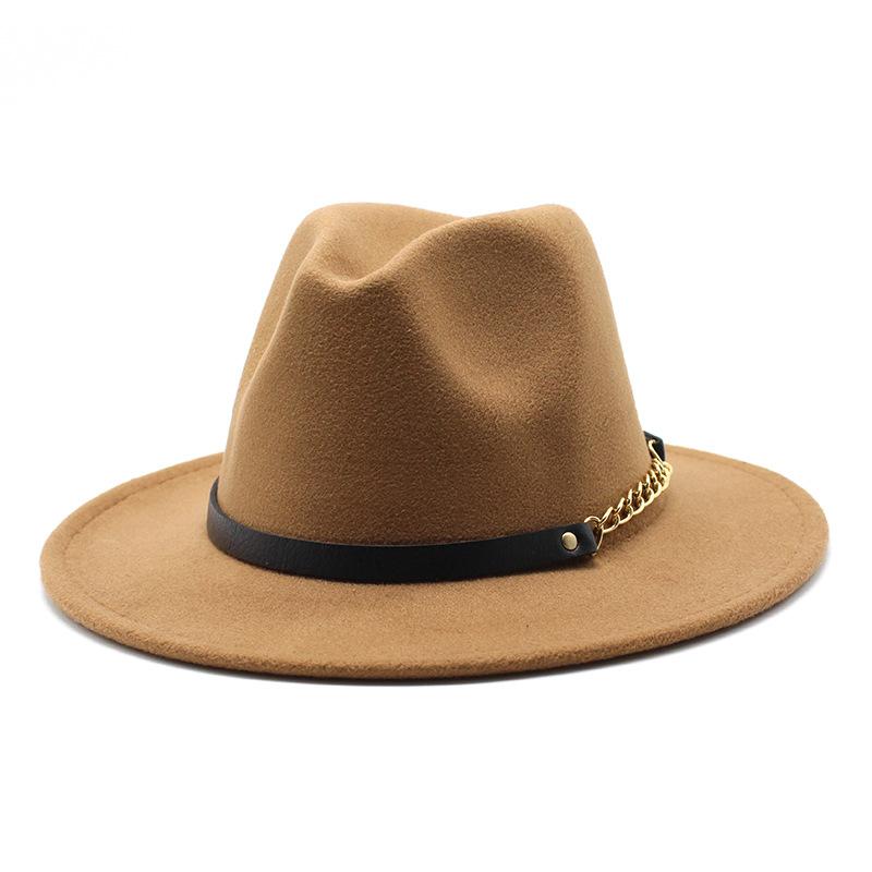 British Style Men And Women Jazz Woolen Hat Big Eave Hat Classic Woolen Hat