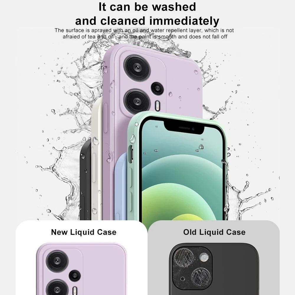2025 Square Liquid Silicone Case for Xiaomi POCO F5 Camera Protective Soft Phone Back Cover POCOX5Pro Shockproof Accessories